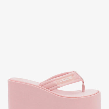 Coperni Satin Branded Wedge Sandal Pink