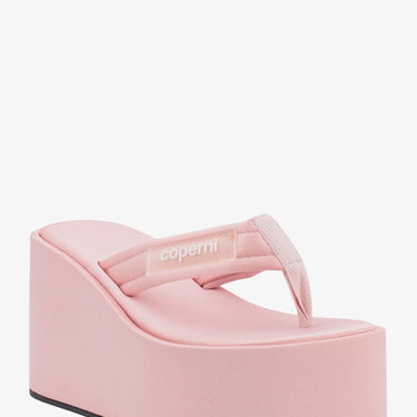 Coperni Satin Branded Wedge Sandal Pink
