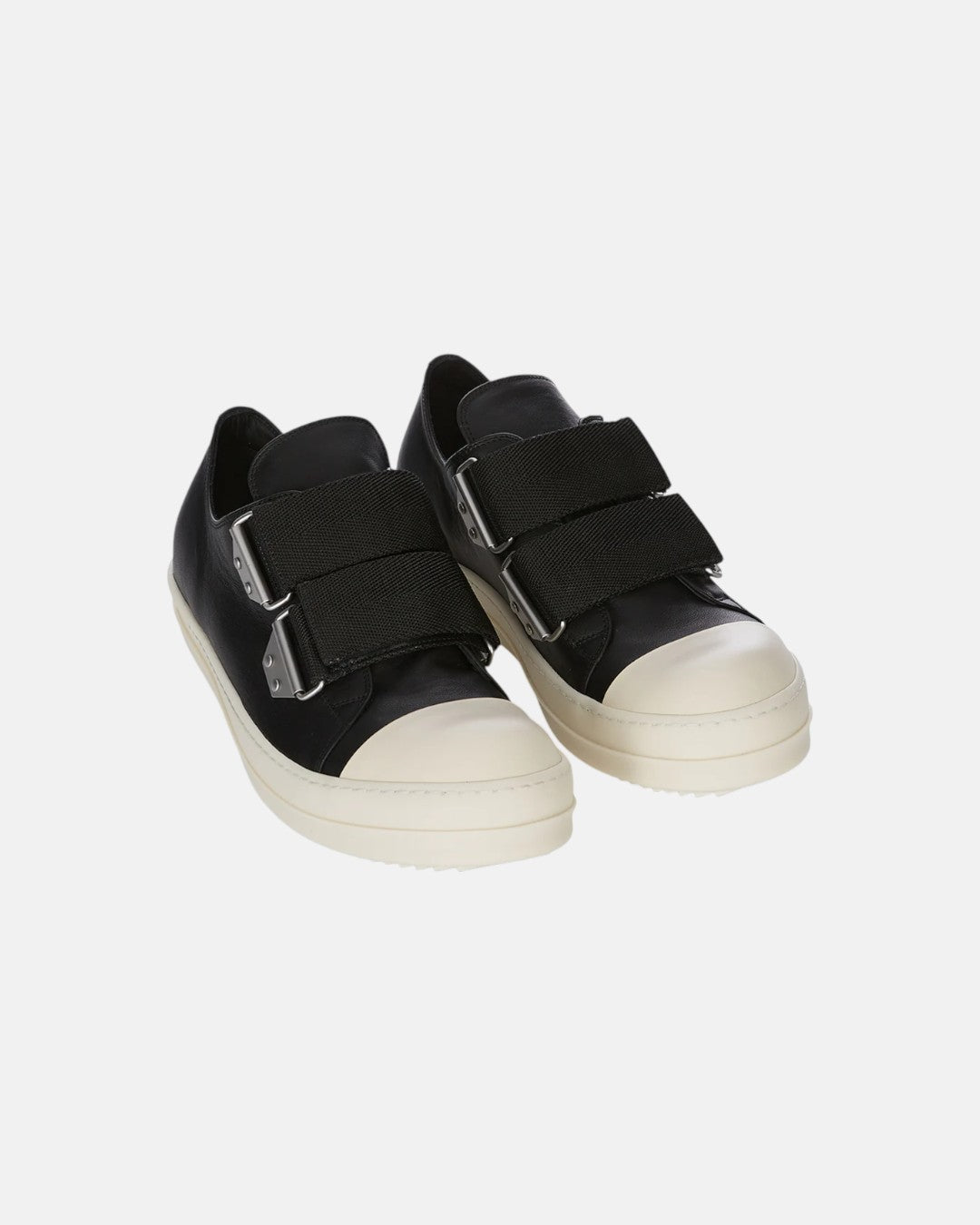 Women Leather Shoes Strap Low Sneakers Black/Milk/Milk