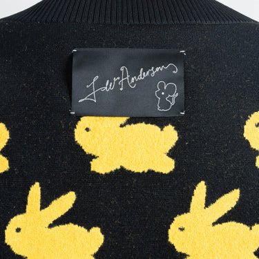 JW Anderson Bunny V Neck Jumper In Black/Yellow