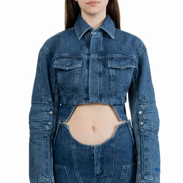 Off White Women Motorcycle Hole Crop Jkt Blue No Color