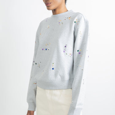 Paco Rabanne Women Stud-Detail Organic Cotton Sweatshirt Grey