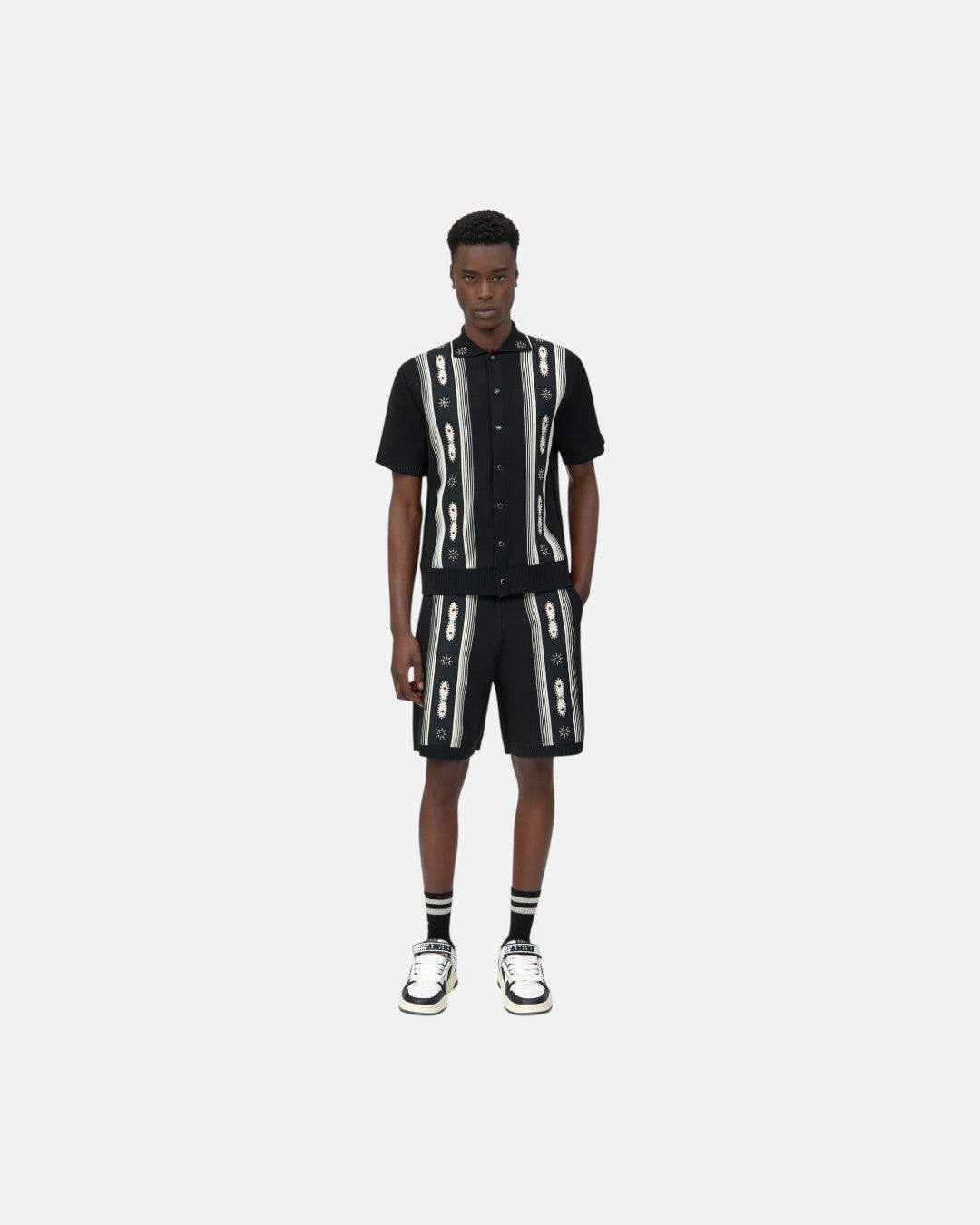 Stud Stripe Short Black