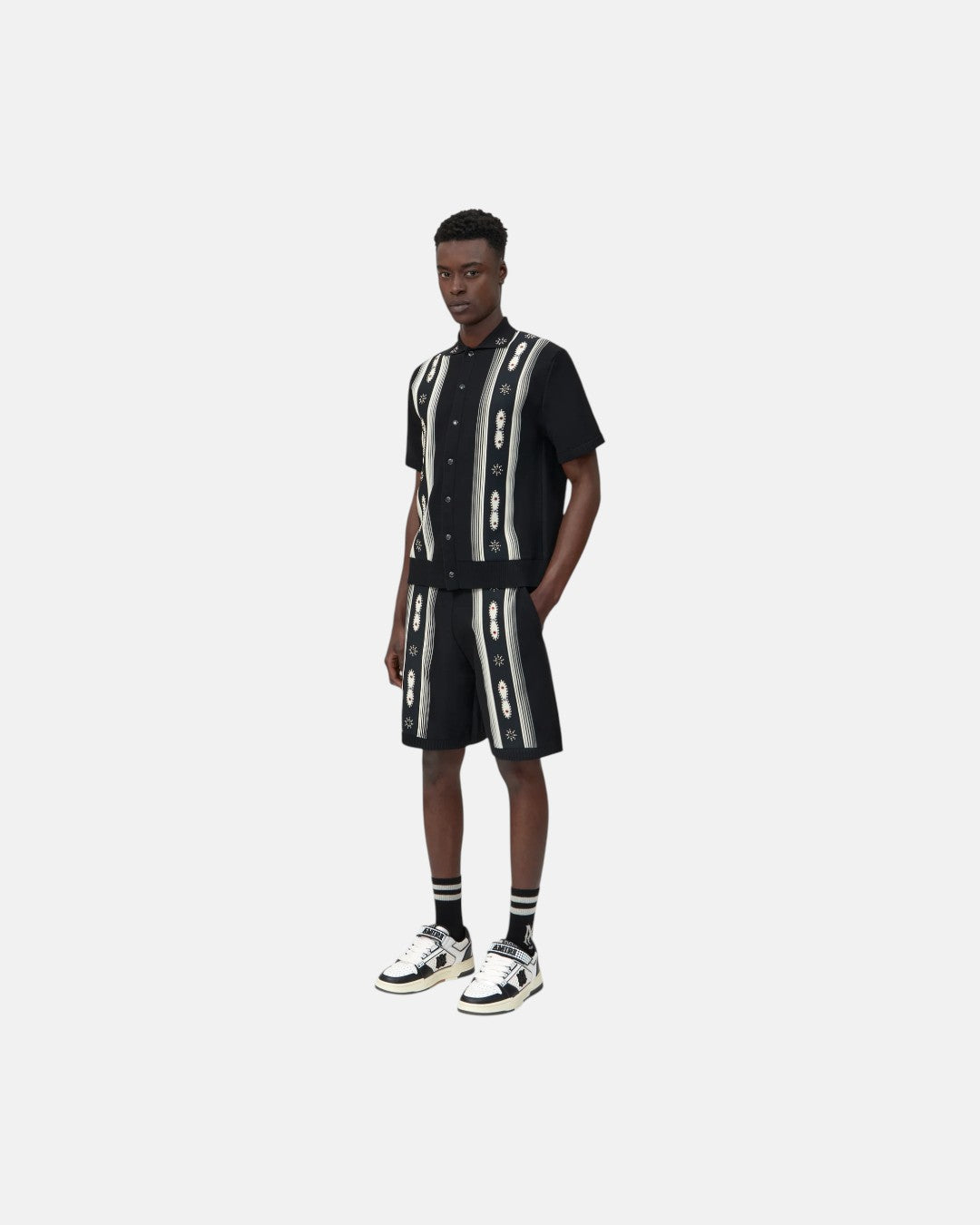Stud Stripe Short Black