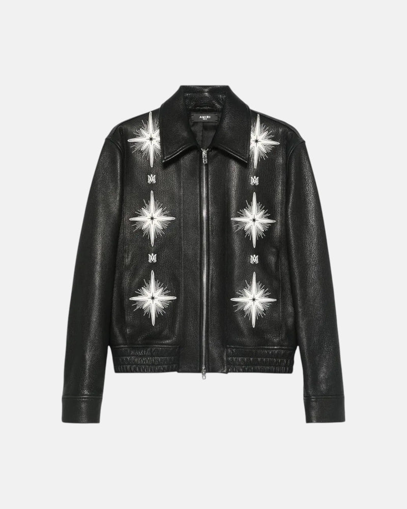Starburst Leather Jacket Black