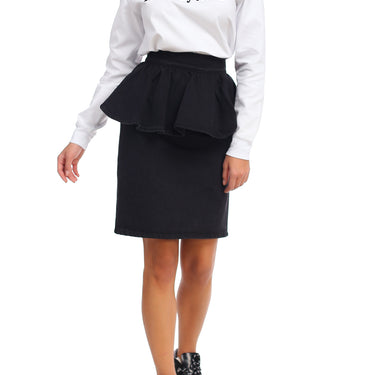 msgm denim skirt with ruffles