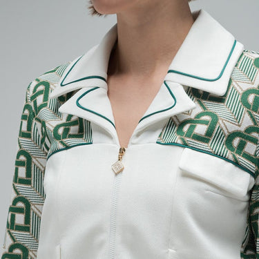 Casablanca Women Lapel Track Jacket Heart Monogramme Green