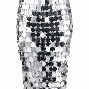 Paco Rabanne High Waist Sequinned Midi Skirt Silver