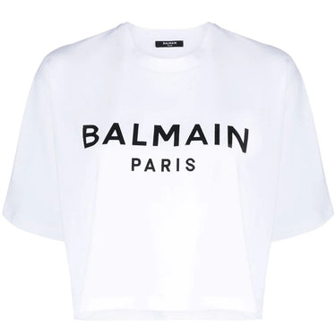 Balmain Women Printed Cropped T-Shirt White
