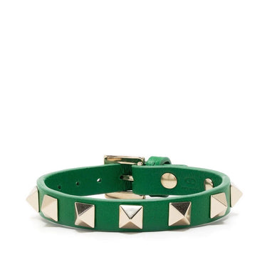 Valentino Garavani Rockstud Logo Detailed Bracelet Green