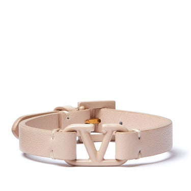 Valentino V Leather Bracelet Beige