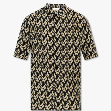 Saint Laurent Shirt In Viscose Voile Noir Et Sable