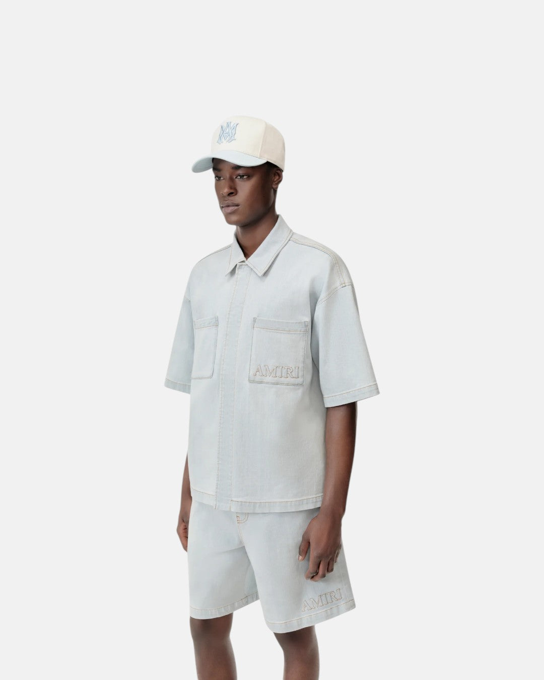 Amiri 3D Ss Snap Shirt Light Indigo