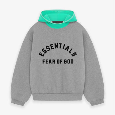 Fear Of God Essentials Nylon Fleece Hoodie Dark Heather Oatmeal/ Mint Leaf