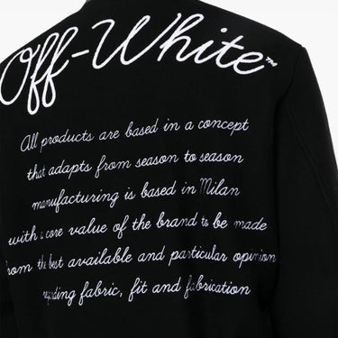 Off White Wool Varsity Bomber Black White