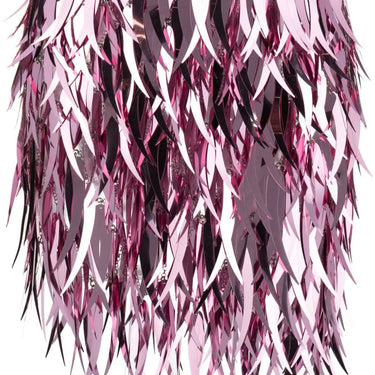 Paco Rabanne Metallic Feathers Mini Skirt In Pink