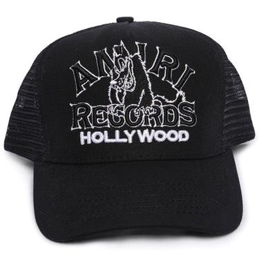 Amiri Wolf Logo Trucker Hat Black