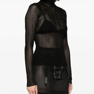 Givenchy Women Turtleneck Sweater In Transparent Knit Black