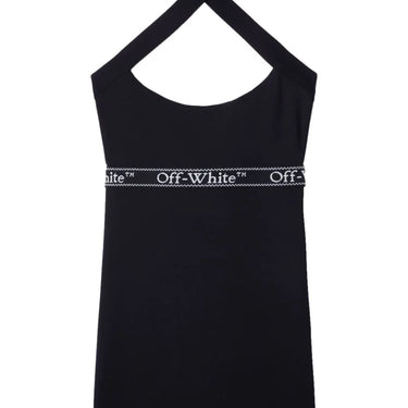 Off White Women Logoband Cross S/L Mini Dress Black White