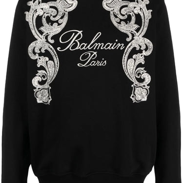 Balmain Logo-Print Cotton Sweatshirt Black/Ivory