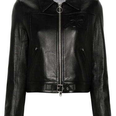 Courreges Women Jacket Zipped Iconic Leather Black