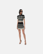 Checkered Mesh Polo Black