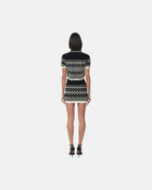 Checkered Mesh Polo Black