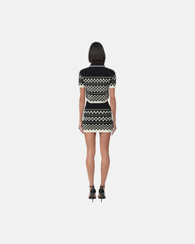 Checkered Mesh Polo Black