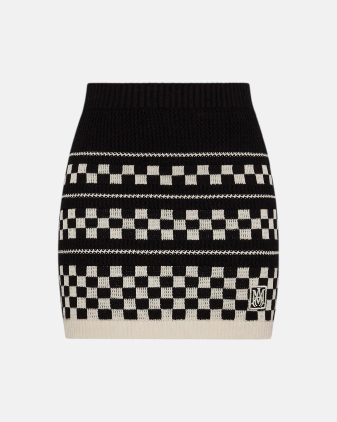 Checkered Mesh Skirt Black