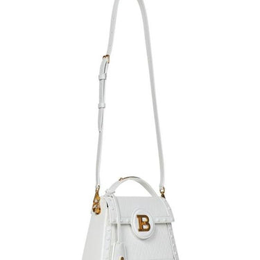 Balmain B-Buzz Dynasty Bag In Grid-Embossed Calfskin White