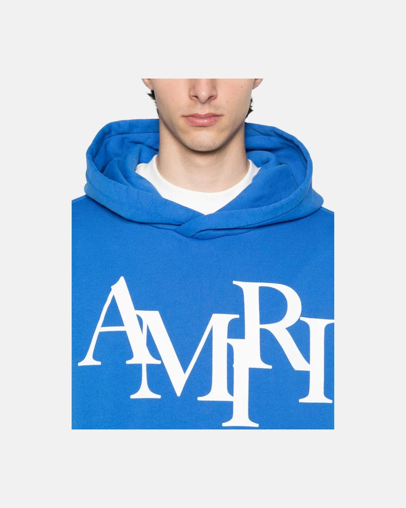 Amiri Staggered Hoodie Blue