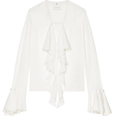 Givenchy Women Blouse In 4G Silk With Ruffles White