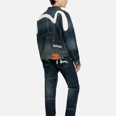 Evisu HT, Deconstructive Denim Jacket with Daicock Print