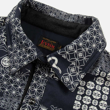 Evisu Seagull&Kamon AOP Print Padded Shirt Jacket