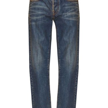 Valentino Logo Patch Mid-Rise Jeans Blue