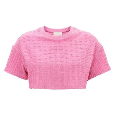 Givenchy Women Cropped T-Shirt In 4G Cotton Towelling Jacquard Old Pink
