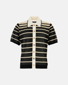 Striped Button Down Shirt Black