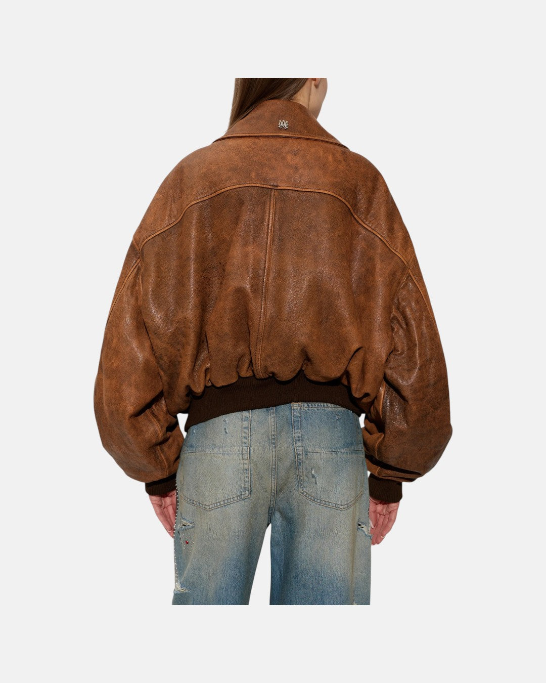 Leather Bomber Jacket Dark Ginger
