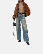 Leather Bomber Jacket Dark Ginger