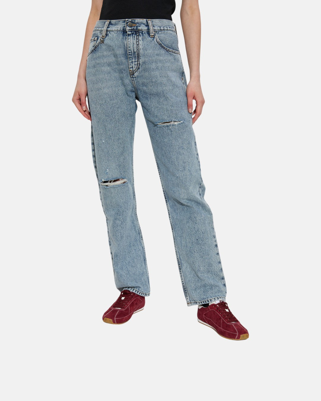 Ma Straight Ripped Jean Sky Marble
