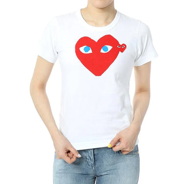 Comme Des Garcons Play Women Red Play T-Shirt With Blue Eyes