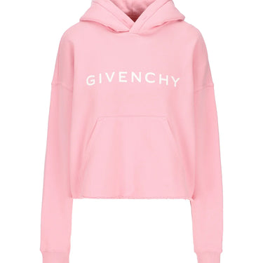 Givenchy Women Archetype Cropped Hoodie In Fleece Flamingo