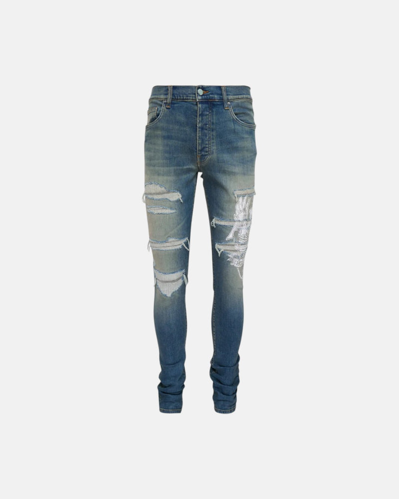 Amiri Eagle Repair Skinny Jean Driftwood Blue