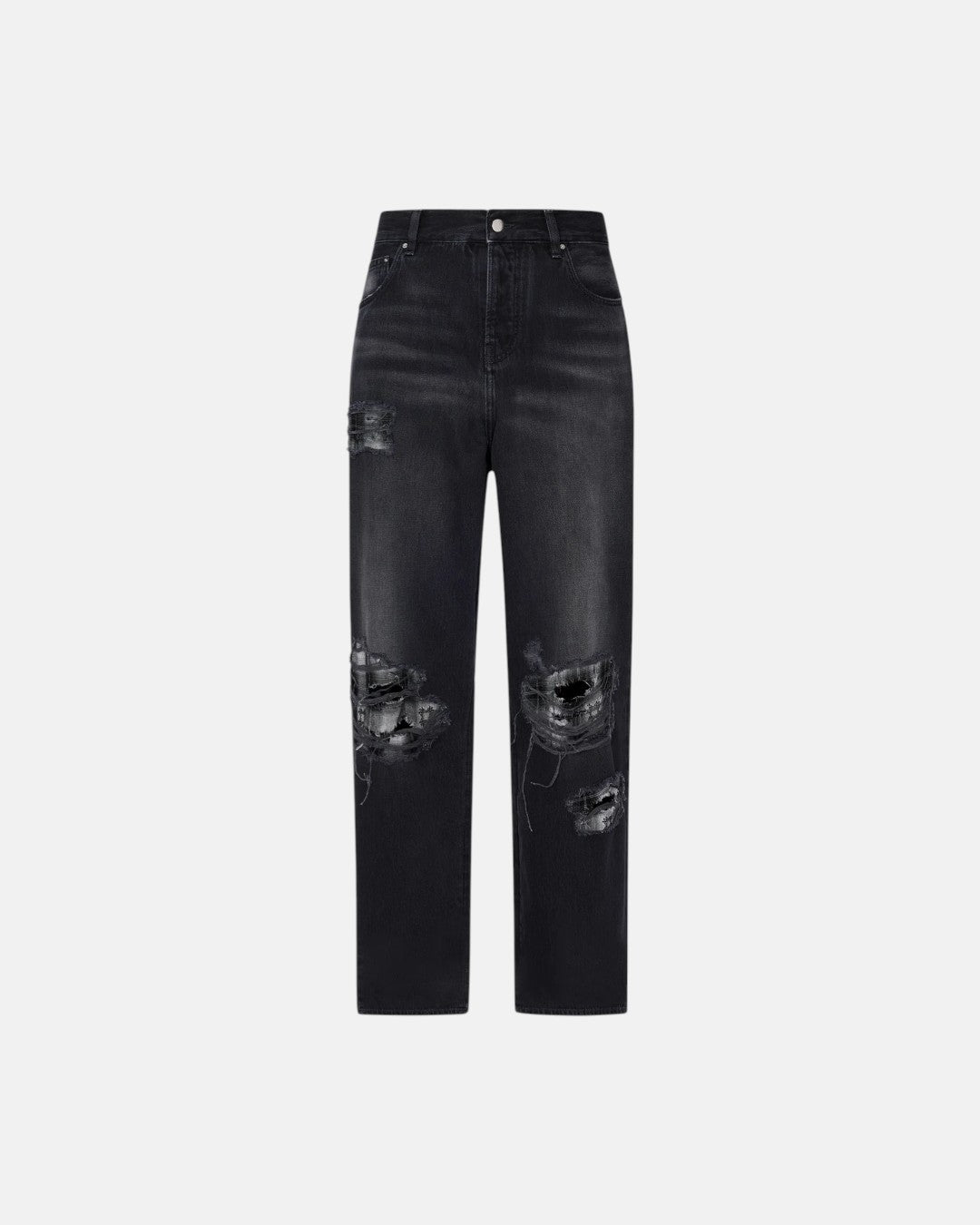 Flannel Repair Baggy Jean Steel Black