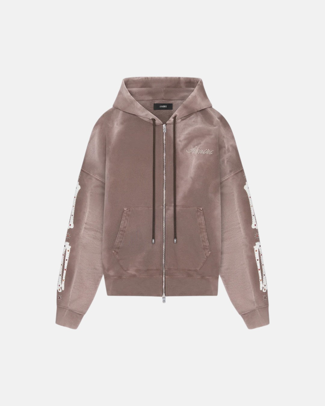 Bones Studded Zip Hoodie Brown