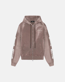 Bones Studded Zip Hoodie Brown