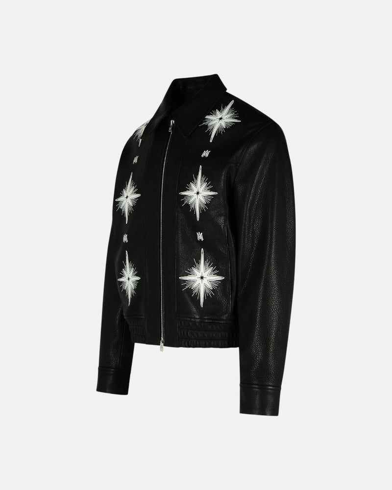 Starburst Leather Jacket Black