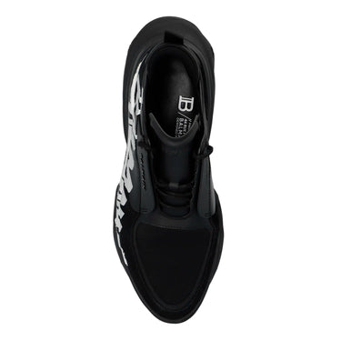 Balmain B-Bold Trainers In Rubberised Leather And Neoprene Black/Silver