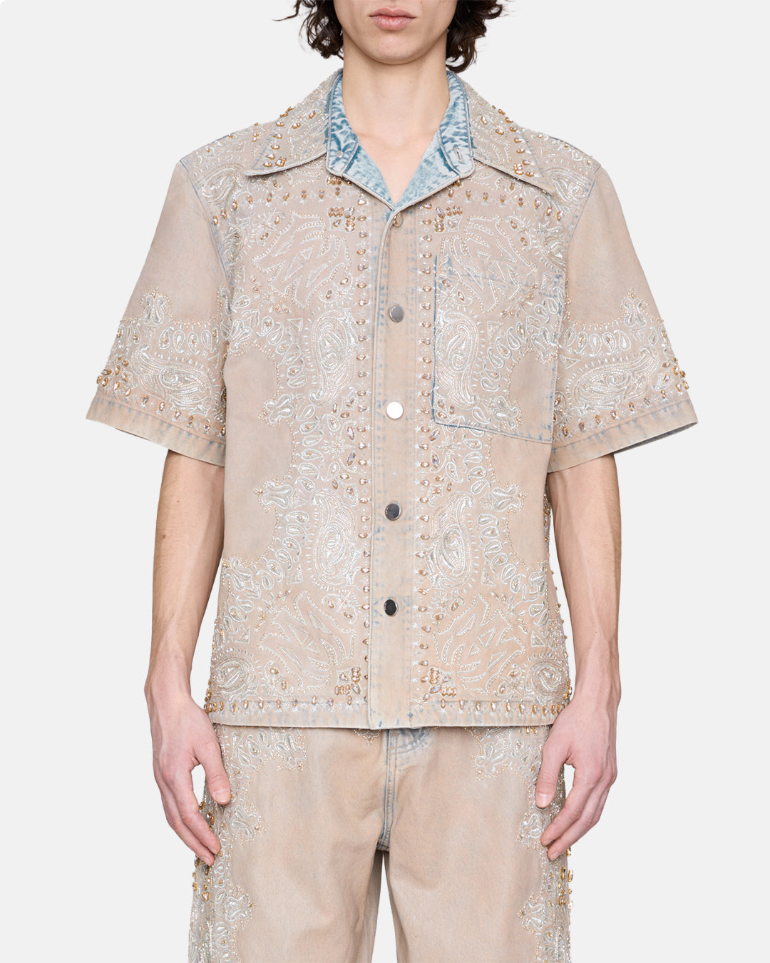 Crystal Bandana Denim Shirt Indigo Desert