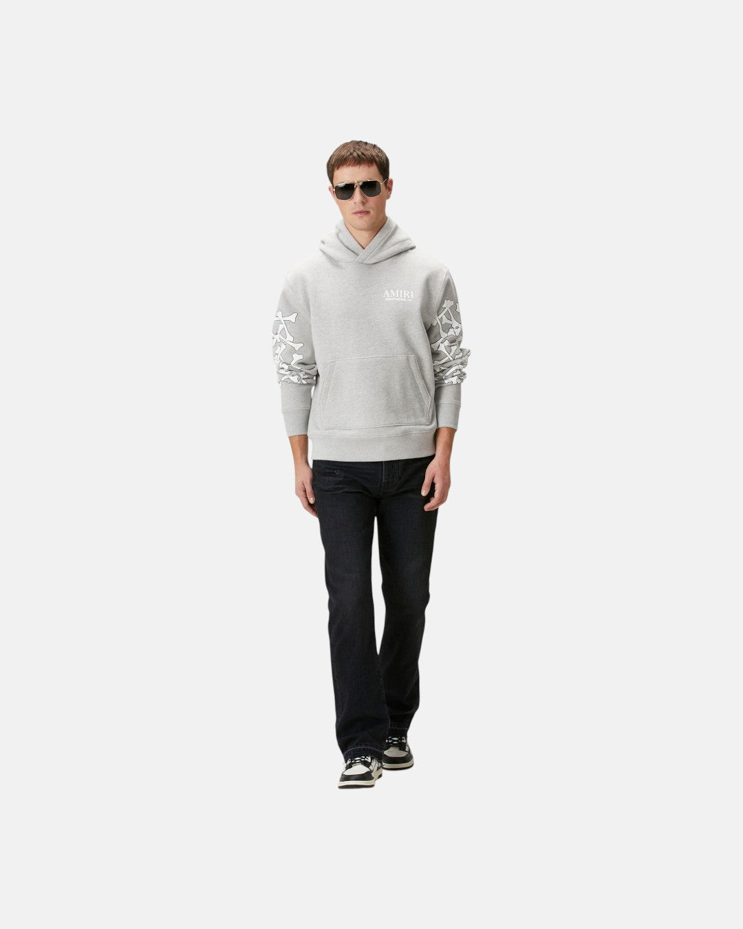 Bones Stacked Hoodie Grey